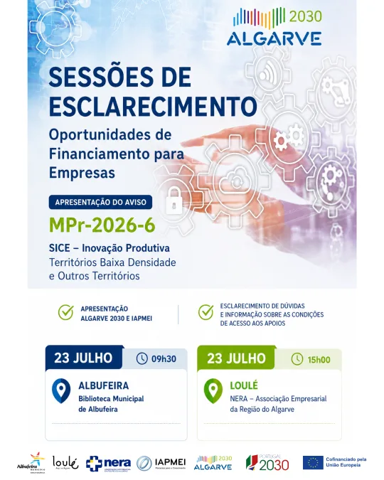 ALGARVE 2030 promove sessões sobre apoios a empresas em Albufeira e Loulé